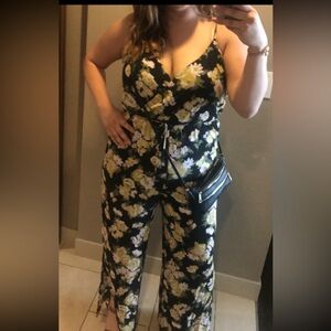 Lily Rose Black and Yellow Floral Jumpsuit